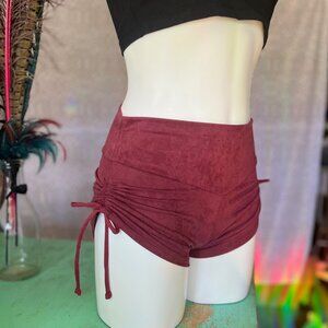Wine Vegan Suede Cinch Shorts - Warrior Within Designs